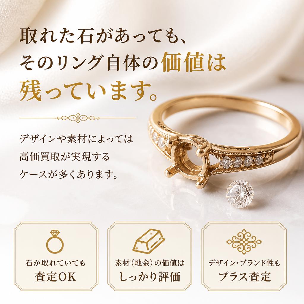 石が取れたリングの実績