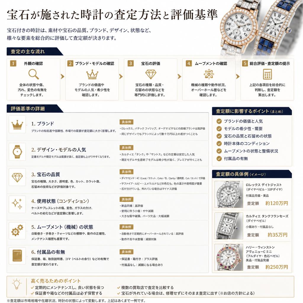 宝石時計の査定方法とその評価基準