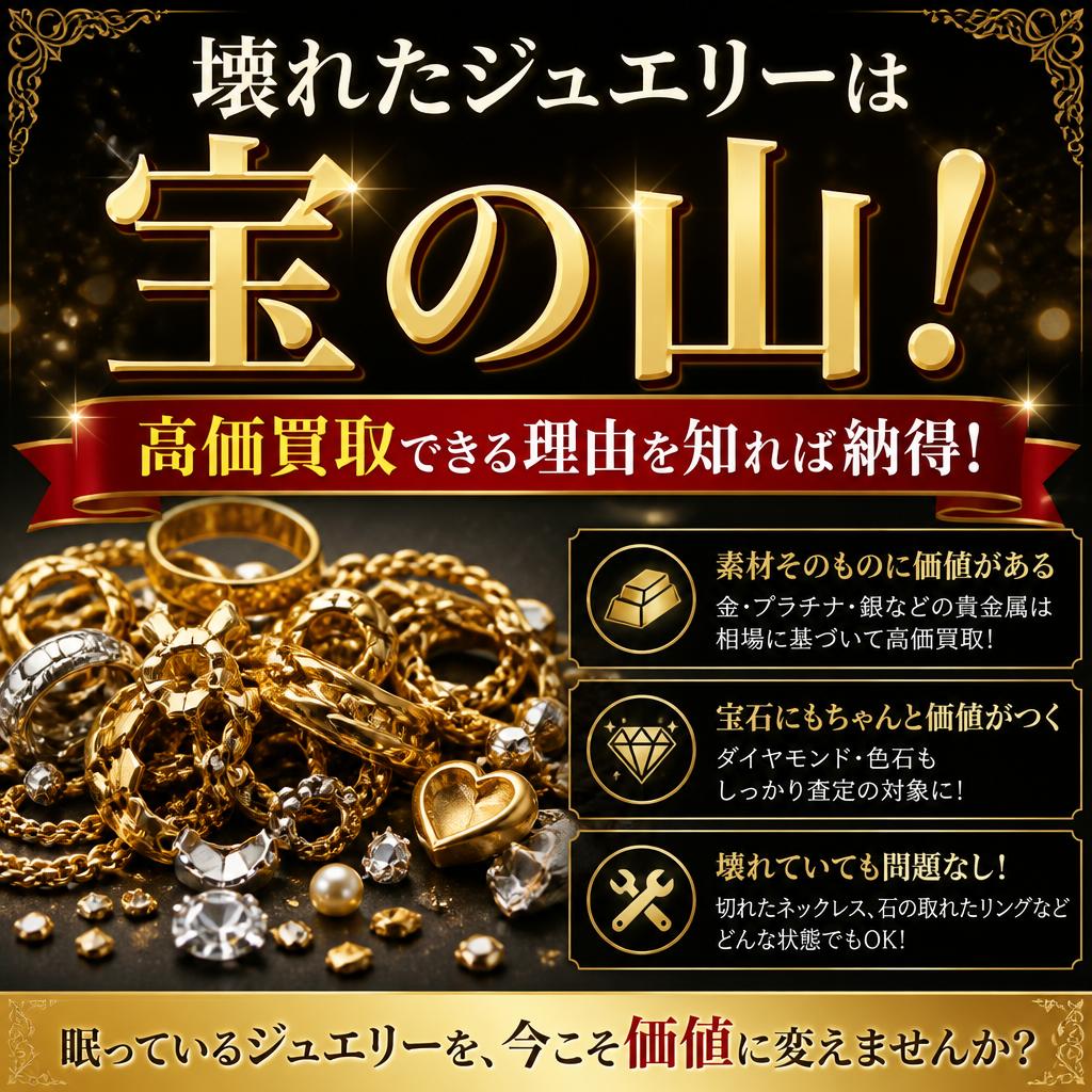 壊れたジュエリーも高価買取 その理由をご紹介