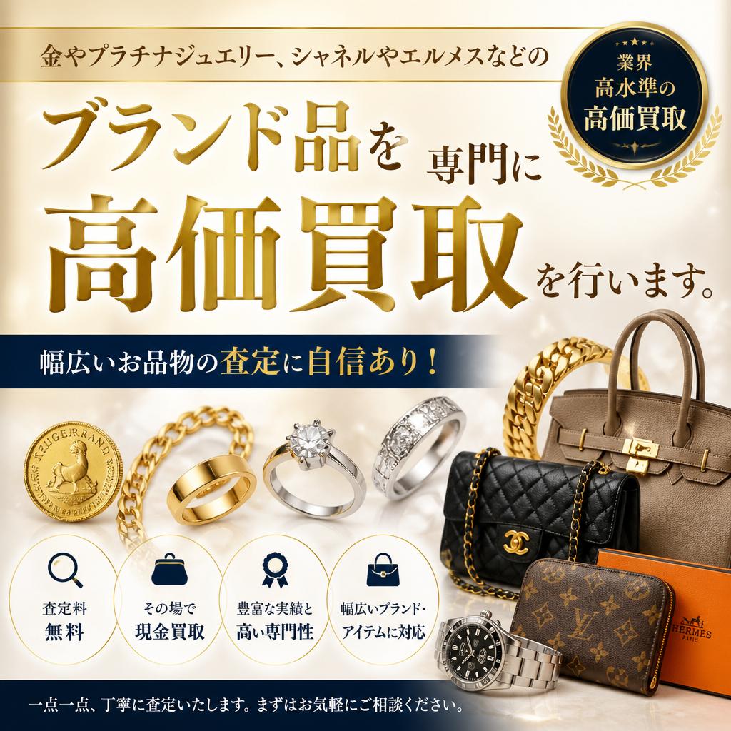 貴金属・ブランド品、幅広く査定！